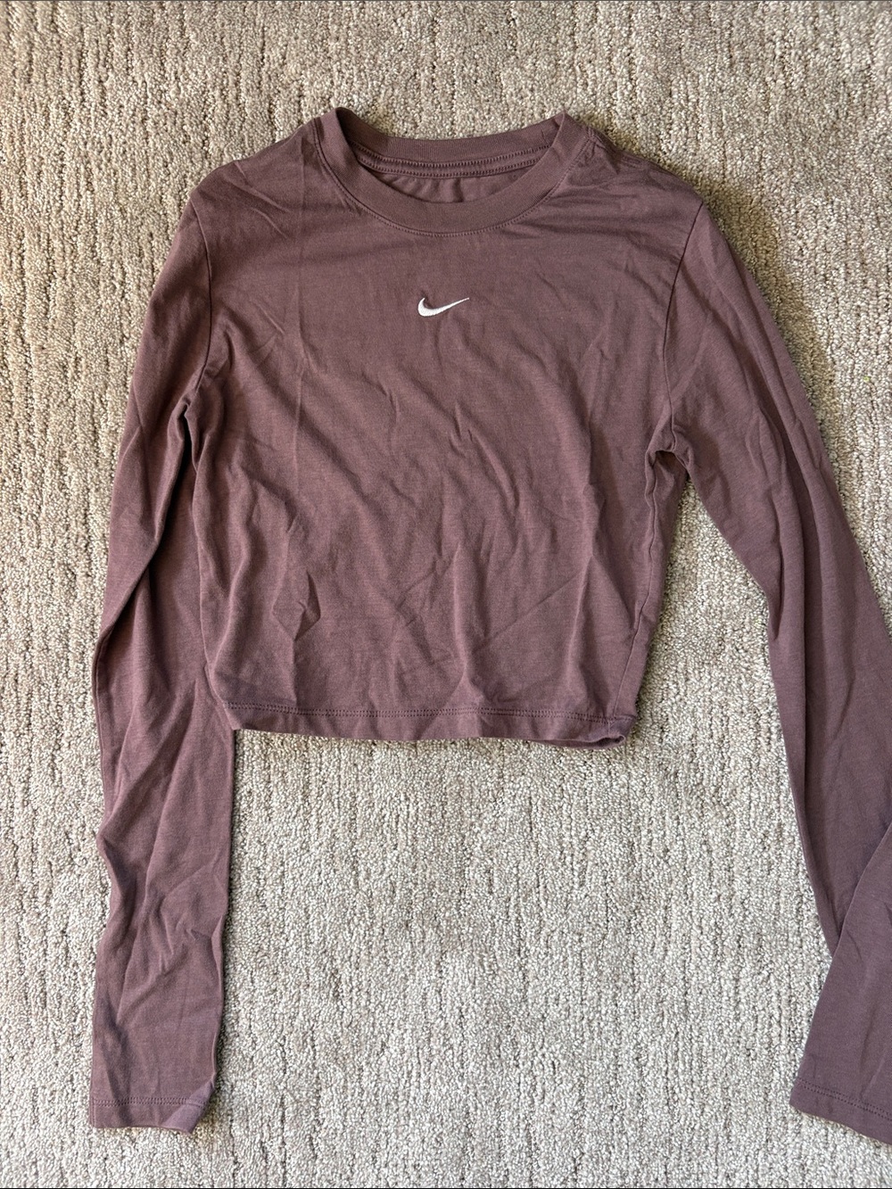 Nike Women's Long Sleeve Cropped Top - Dusty Mauve